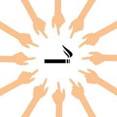 Viele Hände zeigen auf - Zigarette