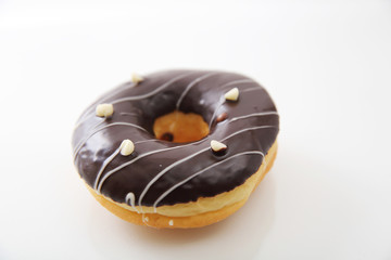 Chocolate donut isolated in white background