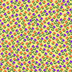 Simple cute pattern in small-scale flowers. Calico millefleurs. Floral seamless background for textile or book covers, manufacturing, wallpapers, print, gift wrap and scrapbooking.