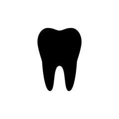 Tooth icon. Black, minimalist icon isolated on white background. Tooth simple silhouette. Web site page and mobile app design vector element.