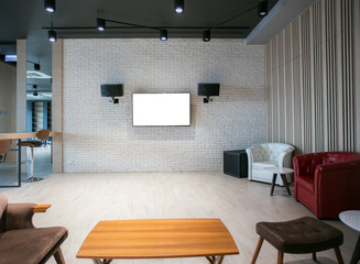 Modern living-room with TV and hifi equipment