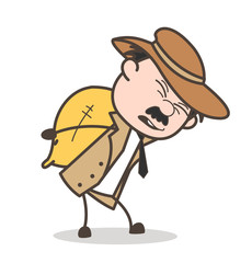 Cartoon Detective Carrying a Pack of Sack Vector Illustration