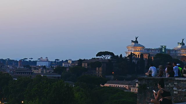 panoramic view of historic center timelapse of Rome, Italy