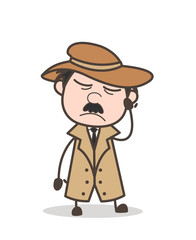 Cartoon Emotional Detective Crying Vector Illustration
