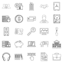 City man icons set, outline style
