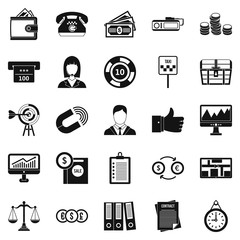 Working quarter icons set, simple style