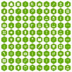 100 pharmacy icons hexagon green