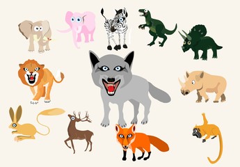 Cartoon animals characters vector illustration