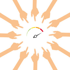 Viele Hände zeigen auf - Tacho