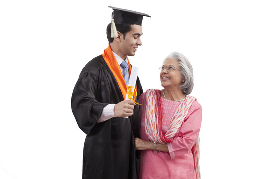 Woman at grandson's graduation ceremony