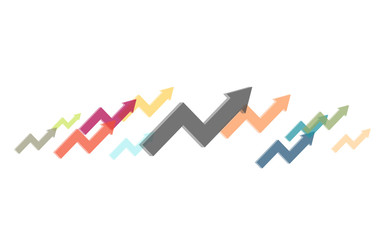 Viele bunte Symbole - steigende Aktien