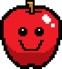 Obraz premium Smiling 8-Bit Cartoon Apple