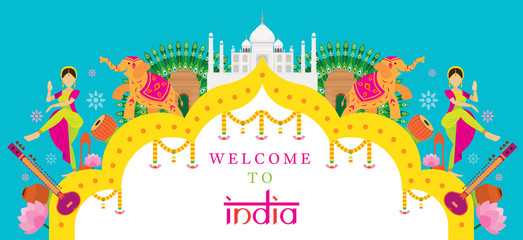 India Travel Attraction banner - obrazy, fototapety, plakaty