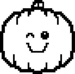 Fototapeta premium Winking 8-Bit Cartoon Pumpkin