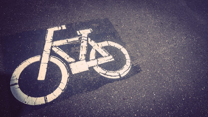 Bicycle Symbol On Asphalt Road