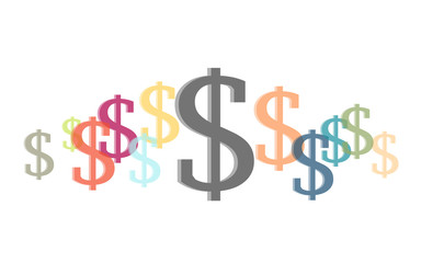Viele bunte Dollarzeichen
