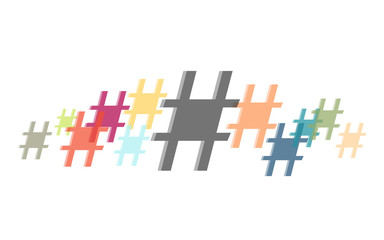 Viele bunte Hashtags