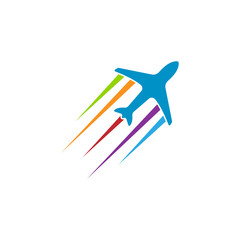 colorful travel plane logo template