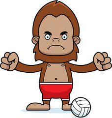 Cartoon Angry Beach Volleyball Player Sasquatch