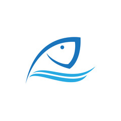 blue fish vector logo