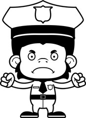 Cartoon Angry Police Officer Chimpanzee