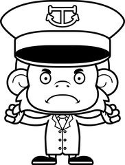 Cartoon Angry Boat Captain Monkey