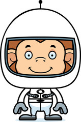 Cartoon Smiling Astronaut Monkey