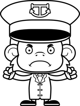 Cartoon Angry Boat Captain Monkey