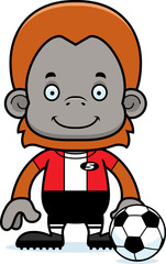 Cartoon Smiling Soccer Player Orangutan