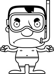 Cartoon Angry Snorkeler Man