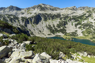 Amazing Panorama of Banderitsa fish lake, Pirin Mountain, Bulgaria