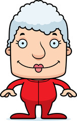 Cartoon Smiling Woman In Pajamas