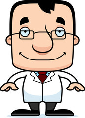 Cartoon Smiling Scientist Man
