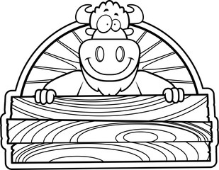 Cartoon Buffalo Wood Sign