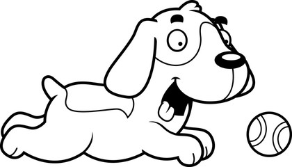 Cartoon Beagle Chasing Ball