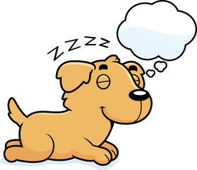 Cartoon Golden Retriever Dreaming