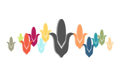 Viele bunte Sillhouetten von Maiskolben