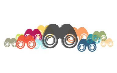 Viele bunte Ferngläser