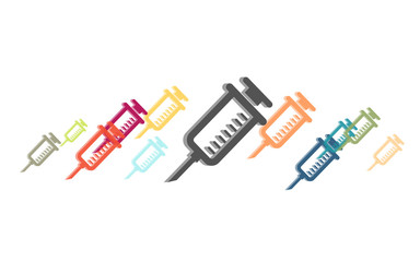 Viele bunte Spritzen