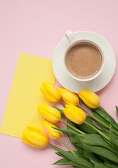 Postcard with flowers and coffee