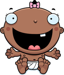 Cartoon Baby Girl Happy