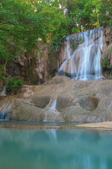 Beautiful landscape of tropical Saiyok waterfall in Kanchanaburi, Thailand