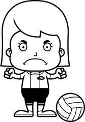 Cartoon Angry Volleyball Player Girl