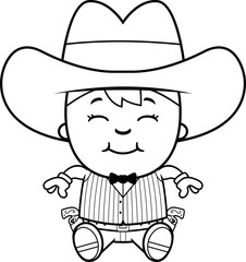 Cartoon Little Gunfighter Sitting