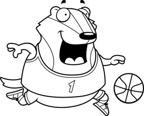 Cartoon Badger Basketball