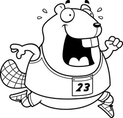 Cartoon Beaver Running Race