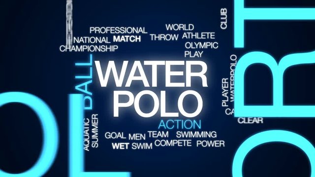 Water polo animated word cloud, text design animation.