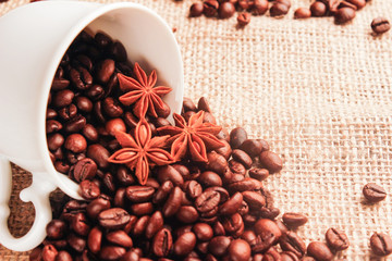 cup with coffee beans