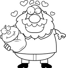 Cartoon Grandpa Loving a Baby