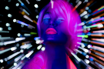 glow uv neon sexy disco female cyber doll